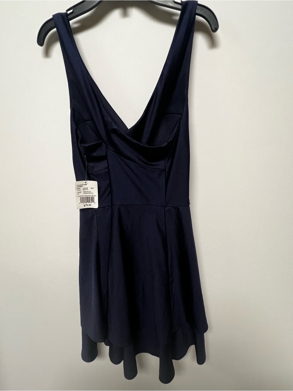 JUMP APPAREL BY WENDYE CHAITIN V NECK SKATER SKIRT STYLE DRESS SIZE 11-12. NAVY - Picture 9 of 13